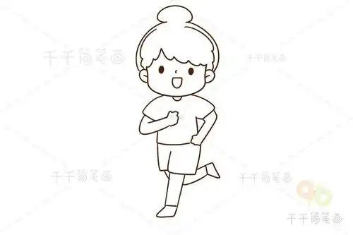 画女孩跑步简笔画