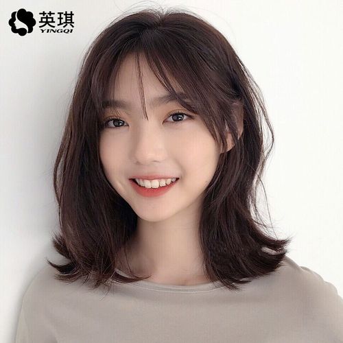 (今日10折)英琪假发女空气刘海外翻短卷发中长发蓬松自然假发套—日常