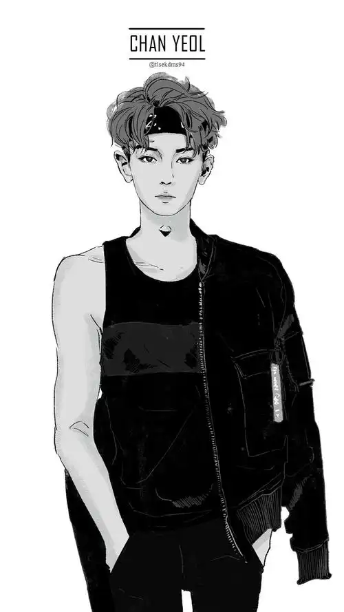exo朴灿烈漫画版黑白有个人特色画的也赞