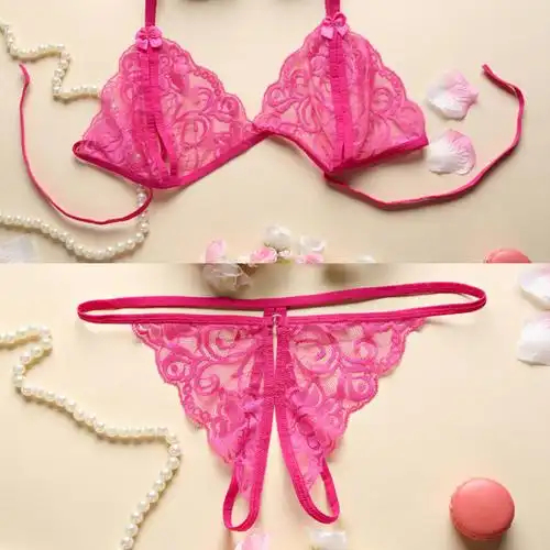 三点式内衣激情透明诱惑情绪却免脱开档易插内衣情感趣味性感大码