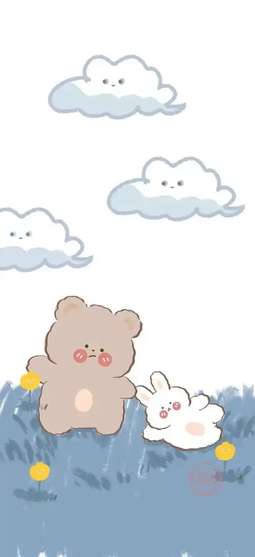 简约可爱壁纸:可爱女孩,呆萌兔子,笑脸男孩,憨态小熊.