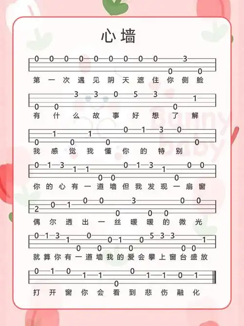 尤克里里超级简单单音新手曲谱心墙