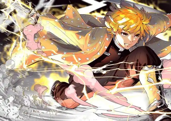 我妻善逸霹雳一闪高清插画图片