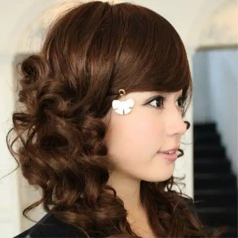 aidahngj假发女中老年妈妈中长发长卷发大波浪斜刘海自然透气逼真整顶