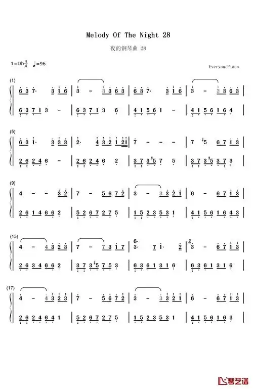 夜的钢琴曲 28钢琴简谱-数字双手-石进1