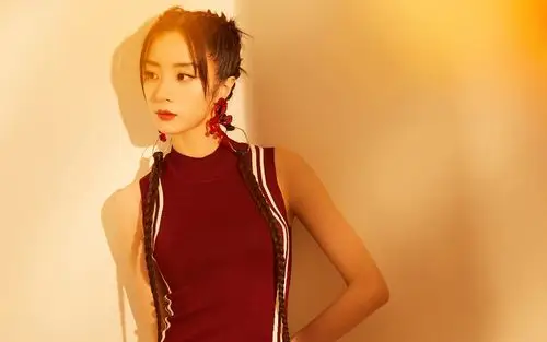 胡冰卿国风红装少女桌面壁纸