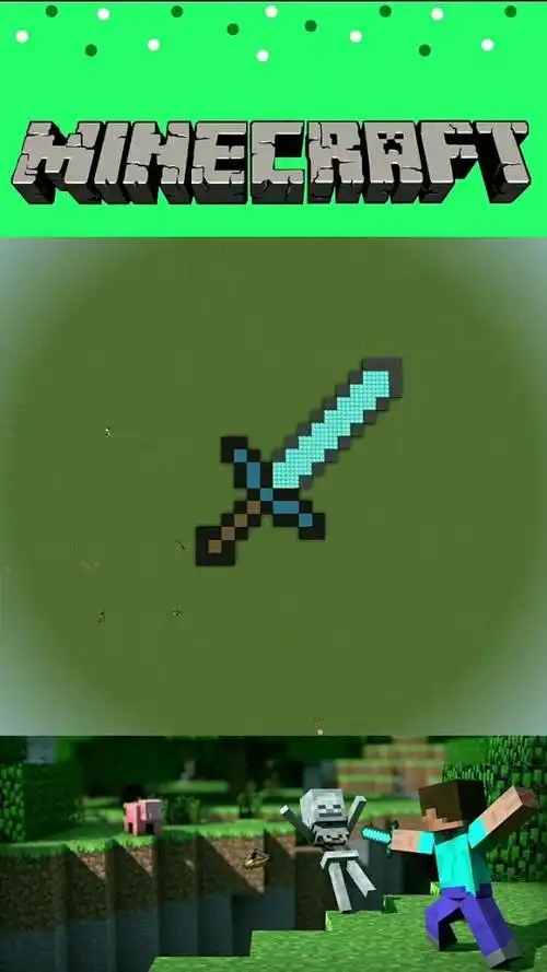 我的世界:做一个钻石剑的像素画!