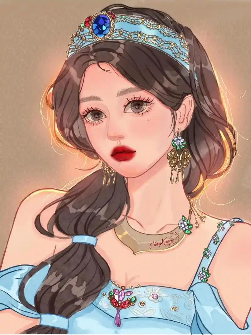 茉莉公主水彩头像