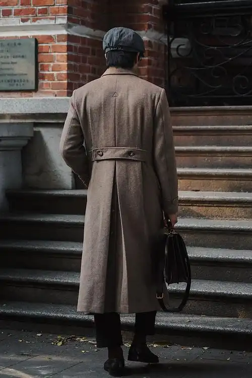 polocoat经典复古马球大衣超长冬季加厚毛呢军大衣外套男过膝款