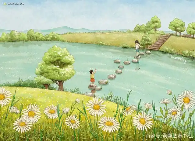 手绘插画欣赏|用手绘的方式记录美好的童年回忆,画面唯美温馨