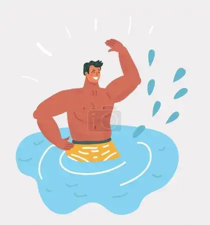 男人在游泳池里游泳