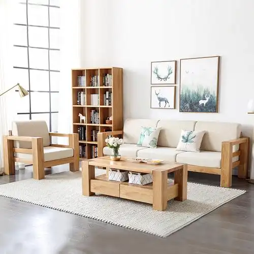 治木工坊纯实木沙发 美式乡村单人双人三人四人贵妃沙发带转角