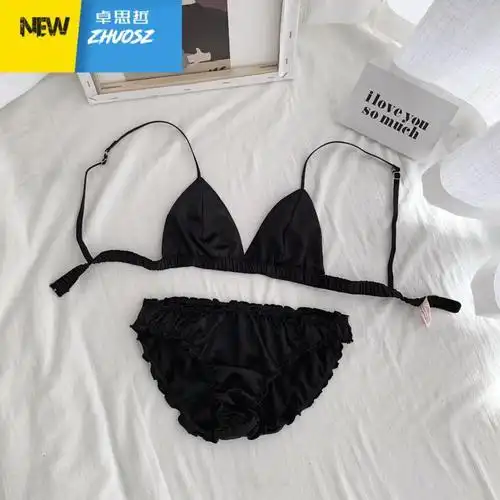 法式内衣内裤套装女无钢圈三角杯文胸内女衣性惑骚超薄款女卓思哲文胸