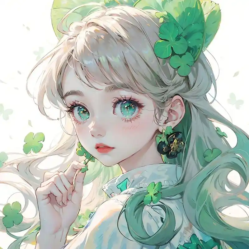 绿色系头像:四叶草女孩,与你一见如故,是我今生最美丽的相遇,我的岁月