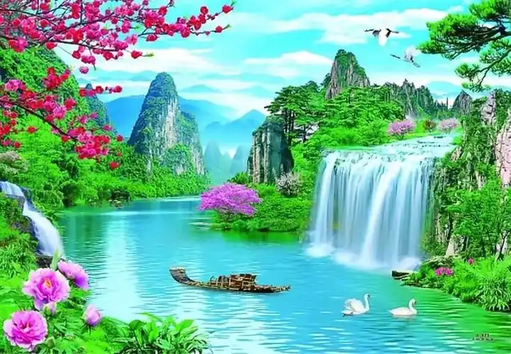 省10元 新中式禅意山水画风景装饰画现代简约大尺寸极简挂画客厅卧室