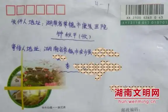 感谢信封面.图片来源:湖南文明网