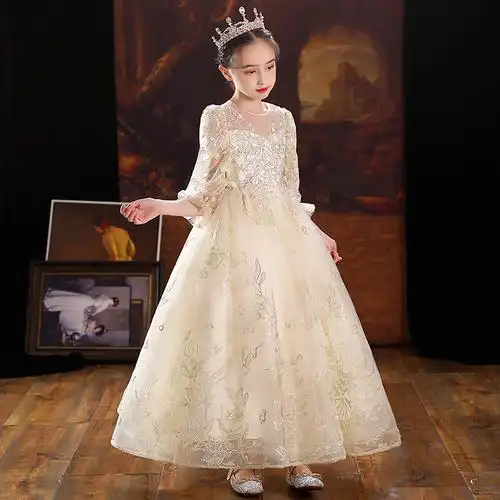 女童高端晚礼服公主儿童婚纱花童婚礼小女孩钢琴儿童礼服