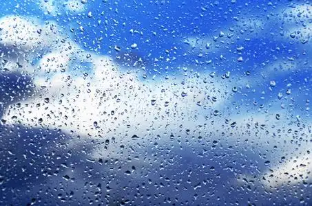 天然水滴在窗户玻璃上照片