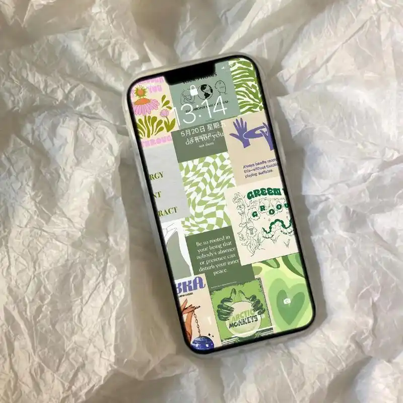 壁纸绿色系拼接风壁纸