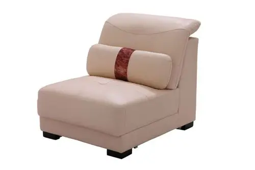 现代简约 米黄色 真皮 沙发单人位