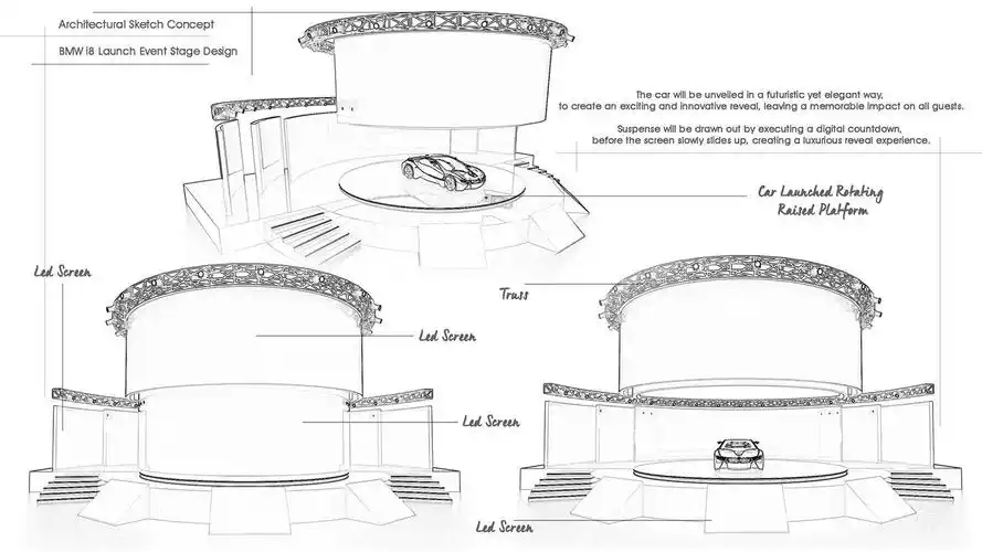 汽车发布会舞台设计概念草图