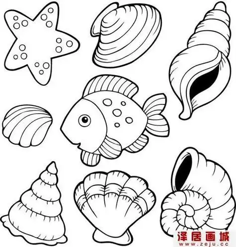 海洋动物和海洋生物简笔画图片大全