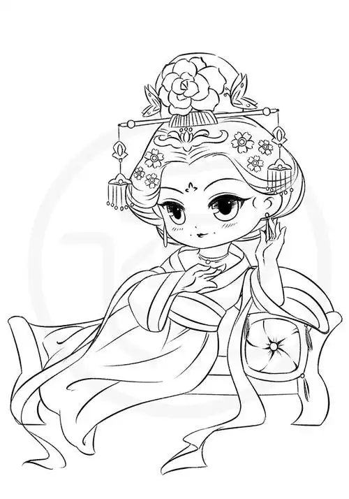 q版古风人物线稿出自上吧漫画达人必修课q版古风古风也能萌萌哒哟