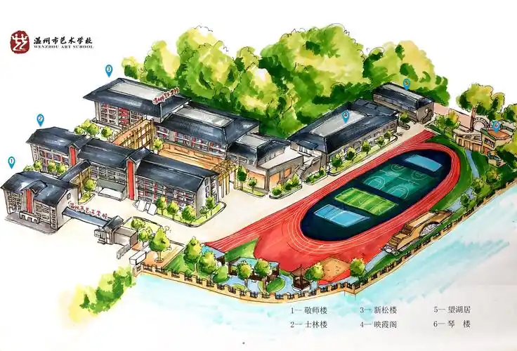 校园风光—手绘图