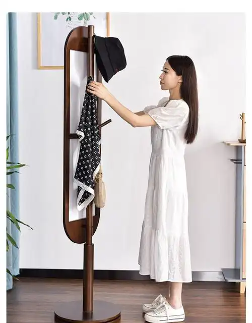 宾米尼镜子全身穿衣镜衣帽架挂衣架一体立式旋转家用卧室试衣落地镜