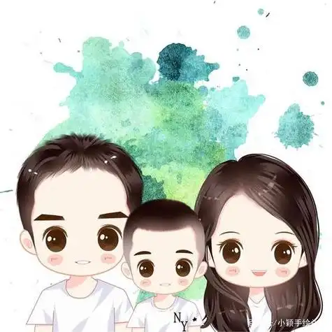 一家三口人一只狗的卡通头像 卡通头像图片大全 -【爱个性】