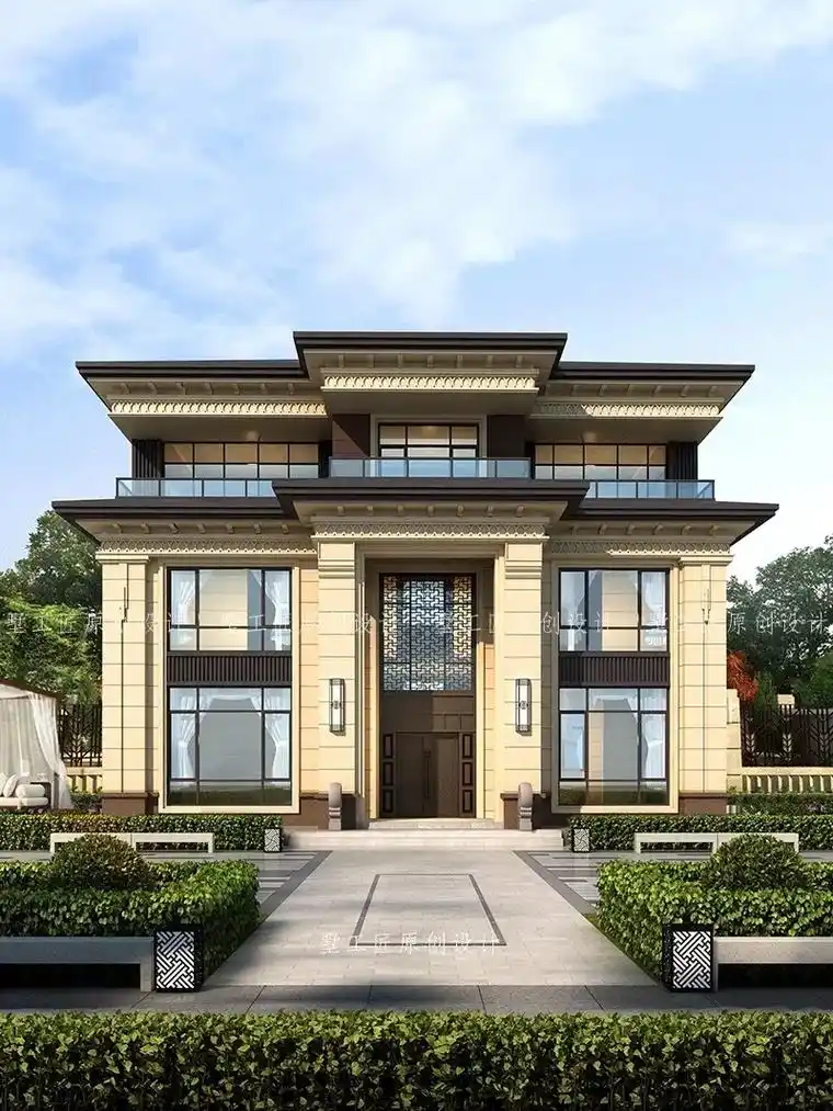 恢弘大气的三层新中式别墅