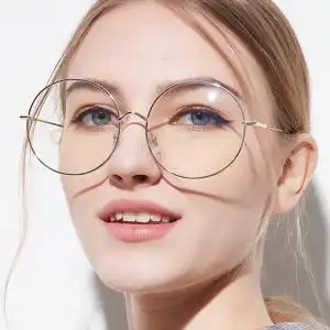 韩版潮复古超大框金属圆形平光镜女细框架男女情侣眼镜显脸小素.