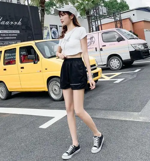 tjra初三中学生中考体育短裤体考短裤女生跑步运动裤女高腰薄款宽松