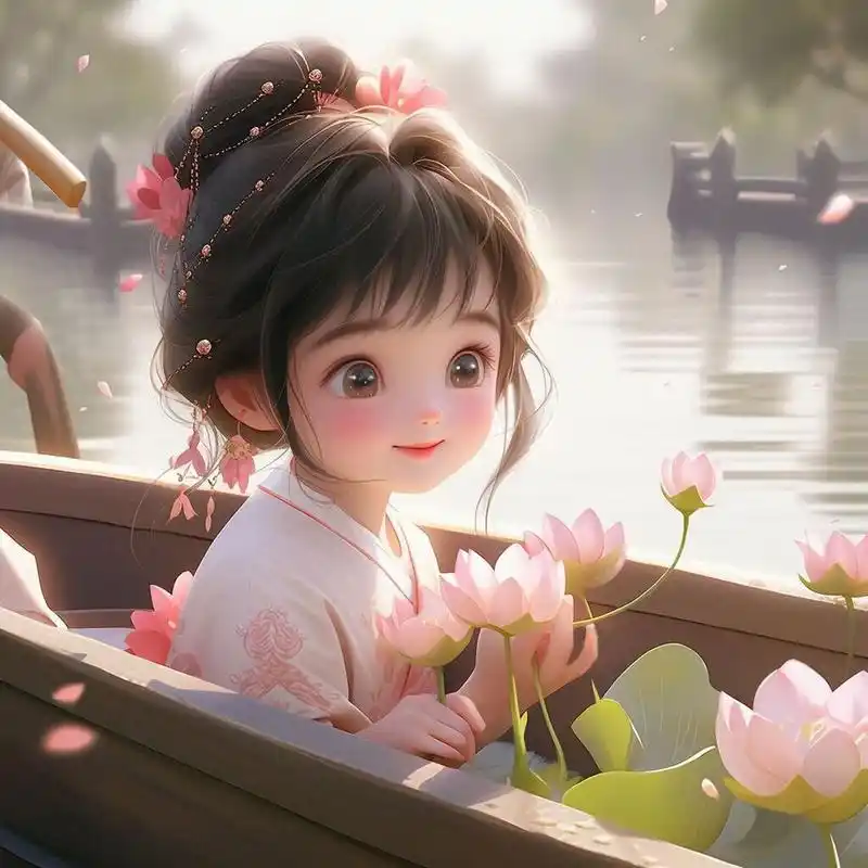 q版古风采莲仙女头像来咯! 诗情画意,嘿嘿!