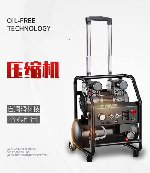 气泵空压机小型高压220v木工喷漆无油空气压缩机迷你充打气泵 (钛晶灰