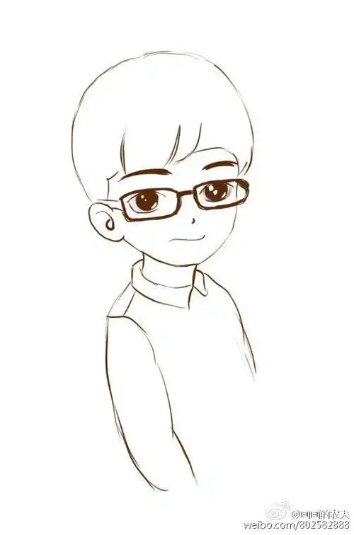 男生简笔画怎样画简笔画戴眼镜的男孩可爱q版人物的简笔画图片q版漫画