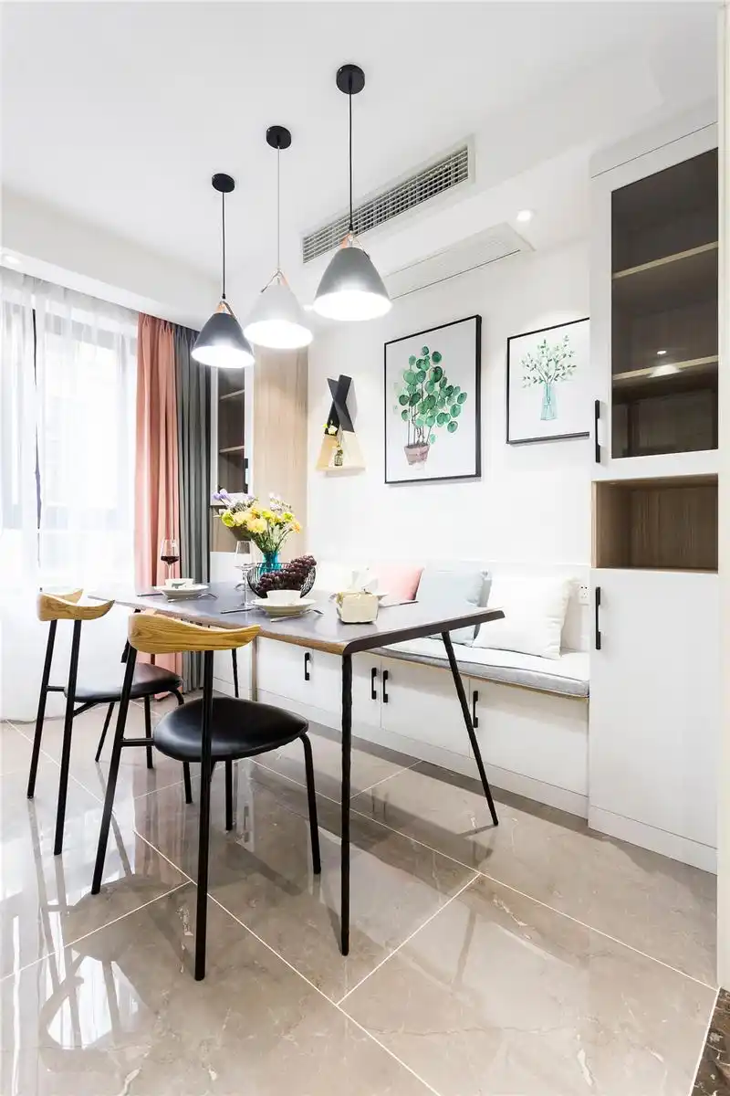 餐厅装修设计现代家庭三居室餐厅装饰设计图美式田园风卡座餐厅效果图