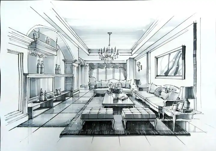 室内手绘效果图表现步骤示范