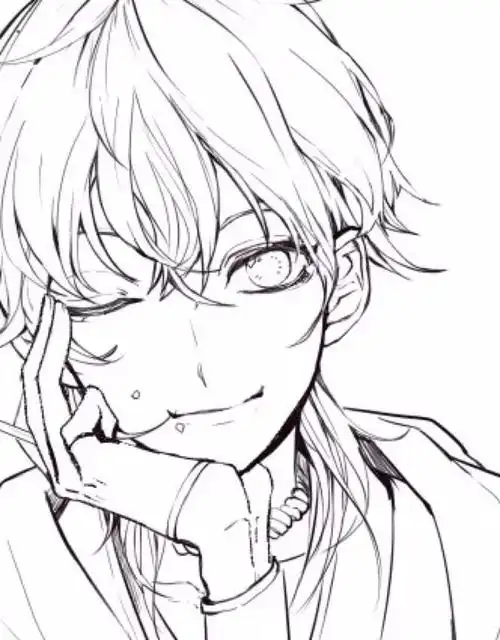 动漫帅气男头线稿绘画手绘