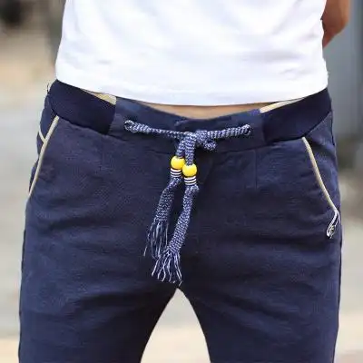 622款春夏季棉麻休闲裤男青年韩版修身小脚亚麻裤男士潮大码弹力