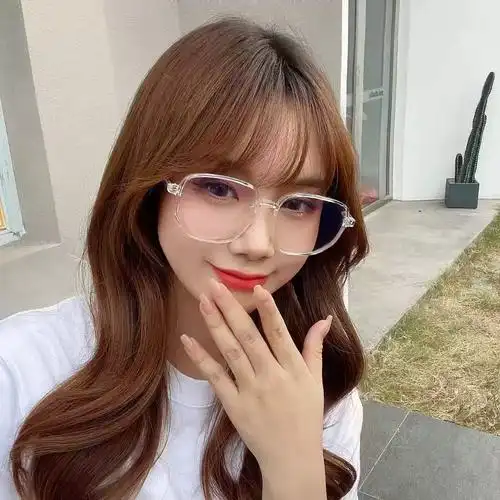 可配近视眼睛有度数白色透明超轻tr防蓝光眼镜女大框显瘦眼镜架