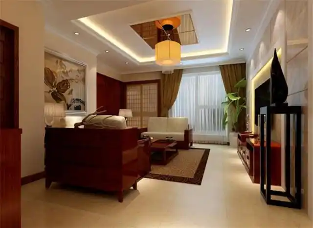 椅工艺品沙发客厅吊灯新中式风格客厅吊顶装修效果图