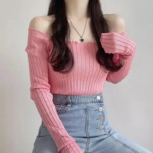 露肩上衣显瘦装