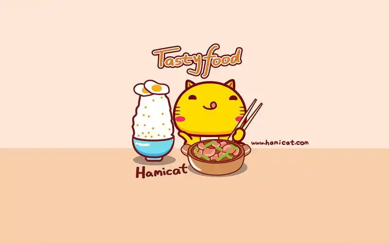 哈咪猫吃货系列可爱卡通图片桌面壁纸