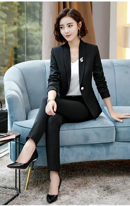 2020西服女装荷叶边女士小西装套装职业装 白色 2xl(建议125-135斤)