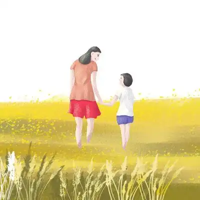 家人素材父亲节剪影父亲节促销父亲节banner黄色摄影温馨父亲牵着小孩