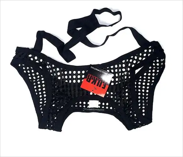 包邮andrewchristian 男士连体衣镂空网眼背带内裤吊环 ( 黑色 商品