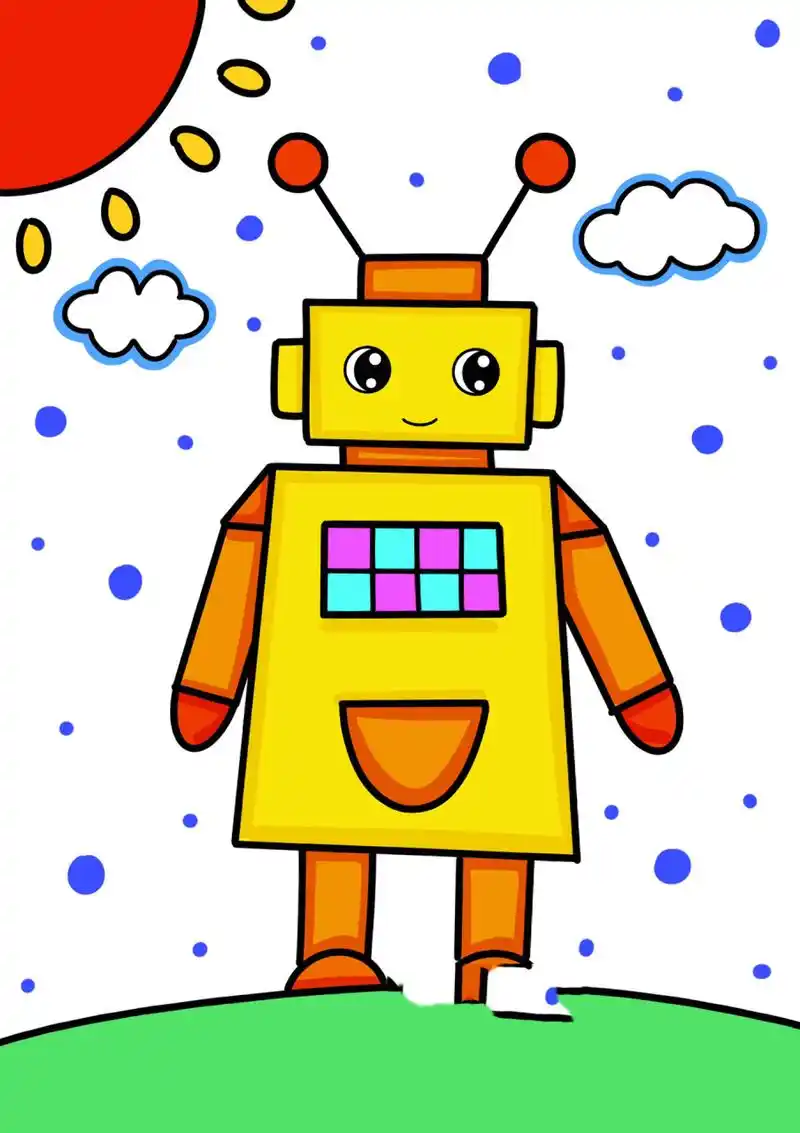 机器人儿童创意画 几何图形简笔画 简单易画