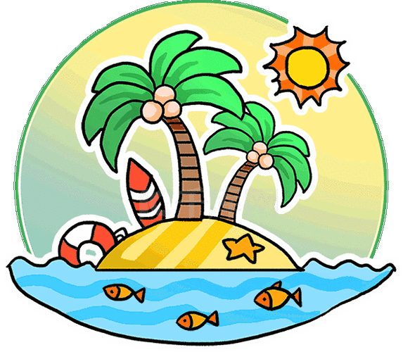 沙滩上吃西瓜的女孩手绘插画