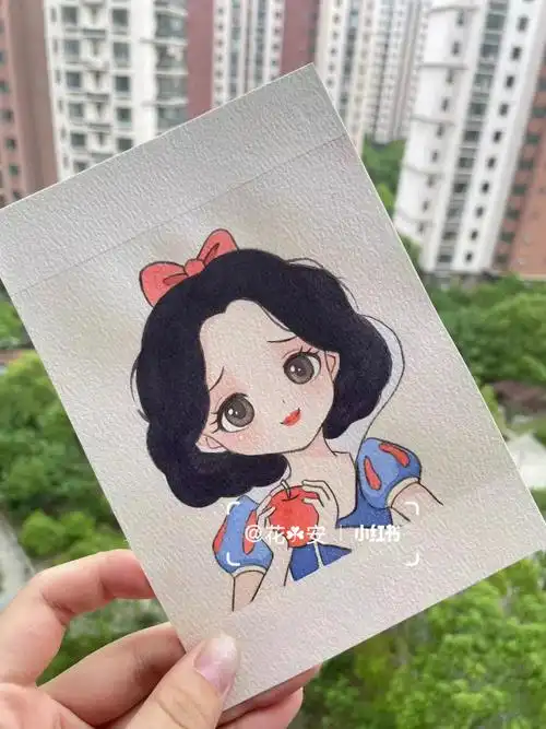 线稿上色图#水彩画  #疫情下的生活  #治愈系漫画  #白雪公主